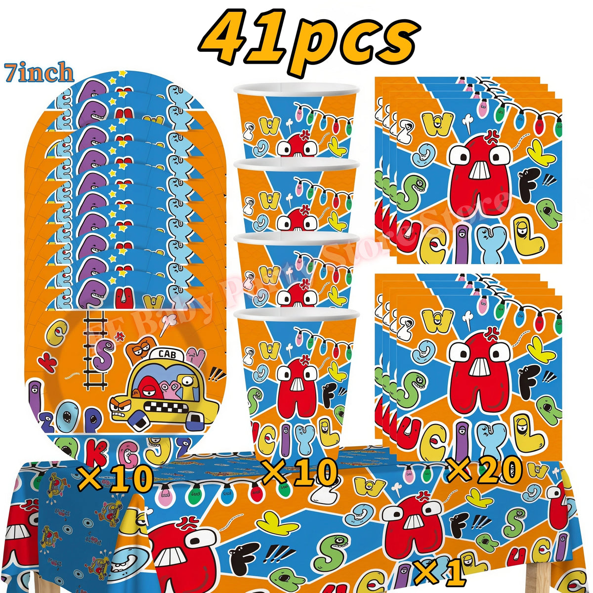Alphabet Lore Birthday Party Supplies – Balloons & Backdrop Set Party Decoration Set Babs 41pcs 12inch