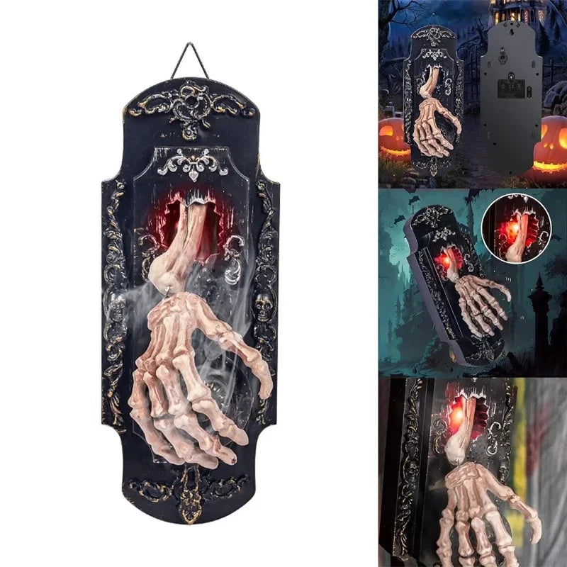 Halloween Motion Sensor Skeleton Doorbell – Mist Spray & Sound Halloween Decoration Babs