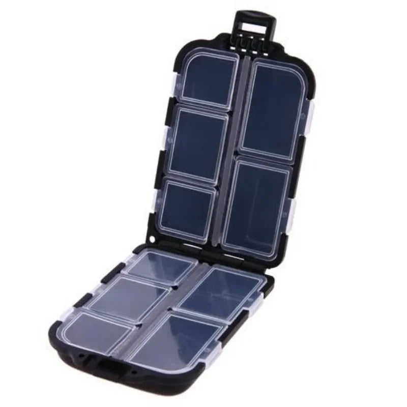 10-Compartment Fishing Tackle Box – Transparent Plastic Organizer Fishing Tackle Box Babs Black