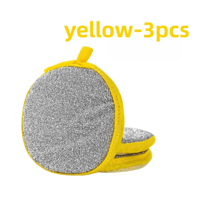Double-Sided Non-Scratch Dish Sponge | Anti-Oil Kitchen Pad Dish Scrub Sponge Babs Yellow 3pcs