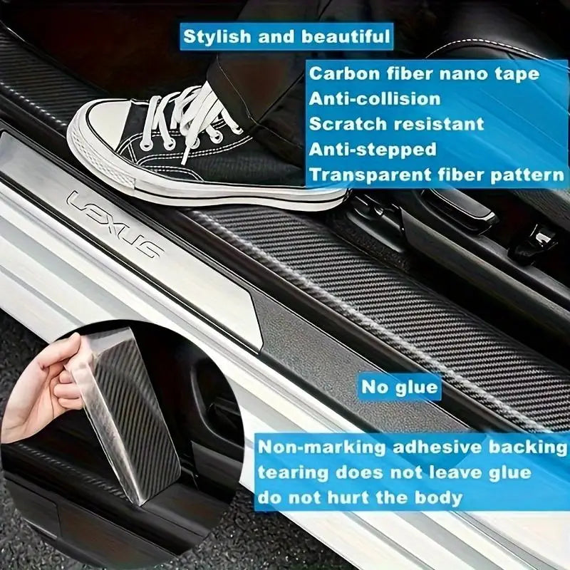 Car Door Edge Protector Carbon Fiber Anti-Collision Tape 2 Rolls Car Door Protector Tape Babs