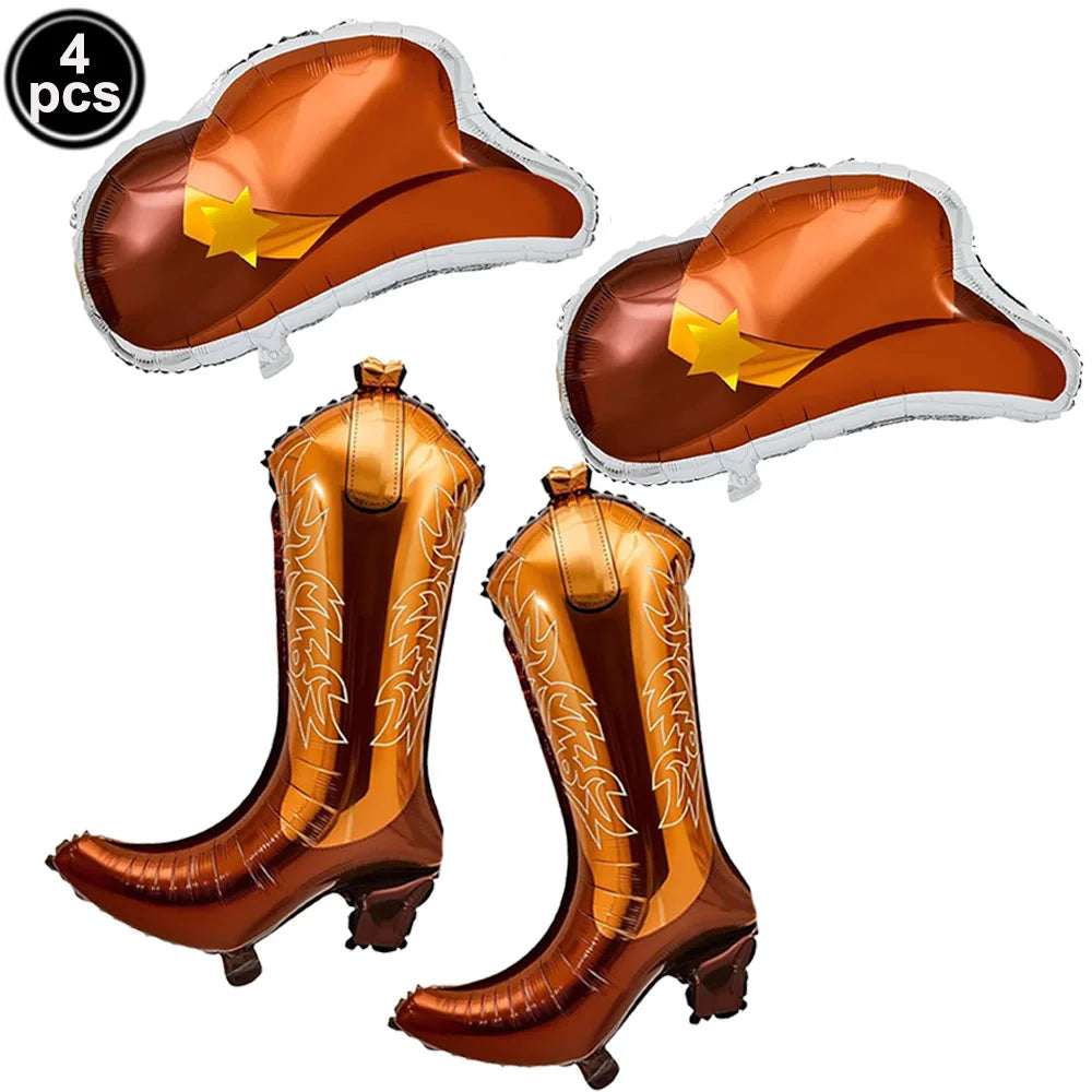 Western Cowboy Party Balloons – Boot Hat Pistol Foil Set Party Foil Balloons Babs Emerald As pictures show