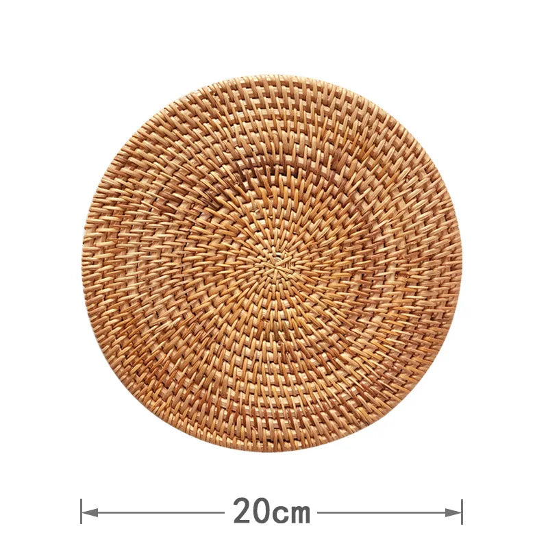 Handcrafted Round Rattan Placemats & Coasters – 8–20cm Rattan Placemat Coaster Babs 20CM 1PCS Round