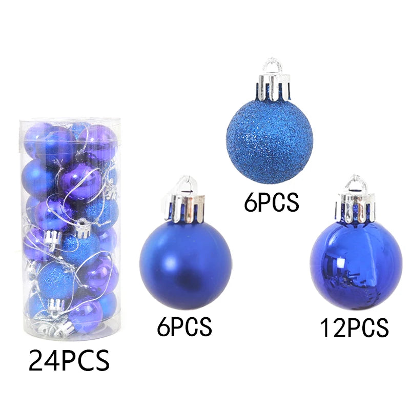 24Pcs Mini Christmas Ball Ornaments – 3cm Tree Decorations Christmas Tree Ornaments Babs Deep Blue 3cm