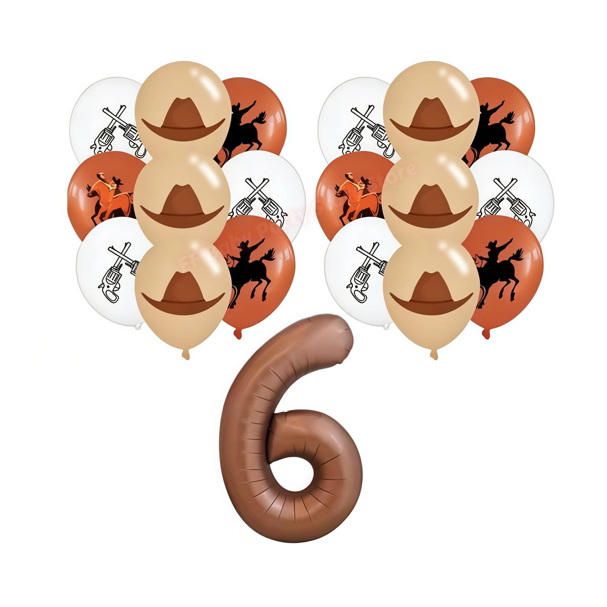 Wild West Cowboy Party Decoration Set – Balloons, Plates & Cups Party Decoration Set Babs 19pcs balloons-6 others