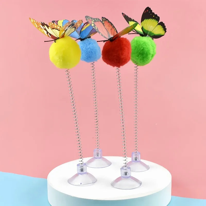 Cat Spring Ball Toys with Suction Cups & Butterfly Design Cat Toy Babs