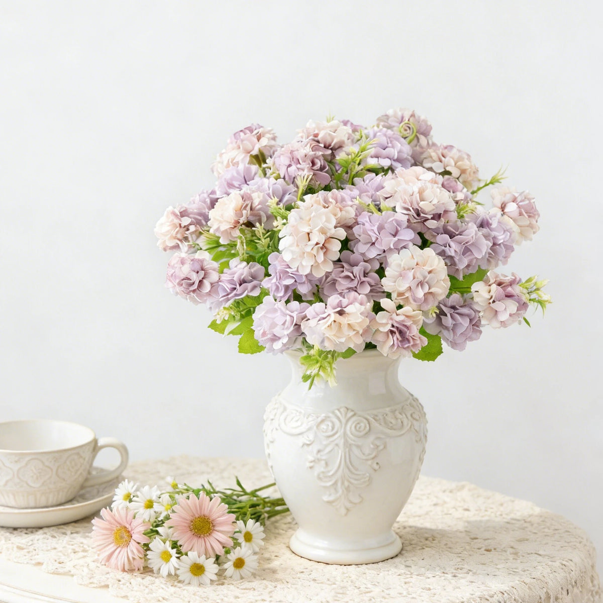 Silk Carnation Artificial Flower Bouquet – 5-Fork, 9 Blooms Artificial Flower Bouquet Babs