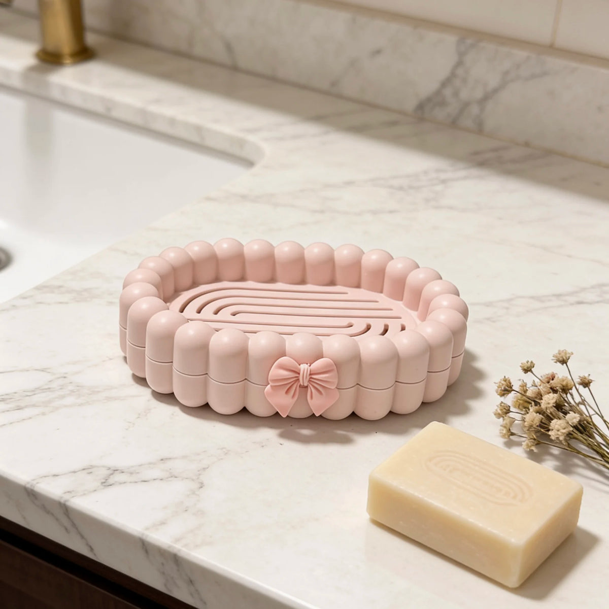 Double Layer Soap Box with Drainage & Anti-Slip Soap Holder Soap Dish Holder Babs Pink