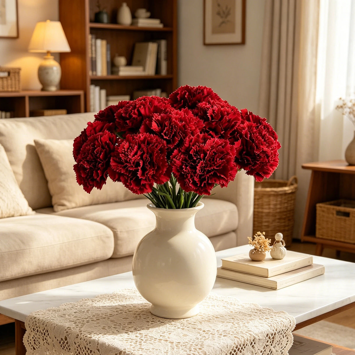 Artificial Silk Carnation Stems 4 or 8 Pcs – Wedding & Home Décor Artificial Silk Flowers Babs