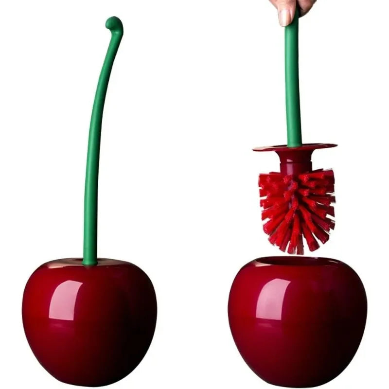 Cherry Toilet Brush & Holder Set – Cute Long Handle Toilet Brush Set Babs 2pcs