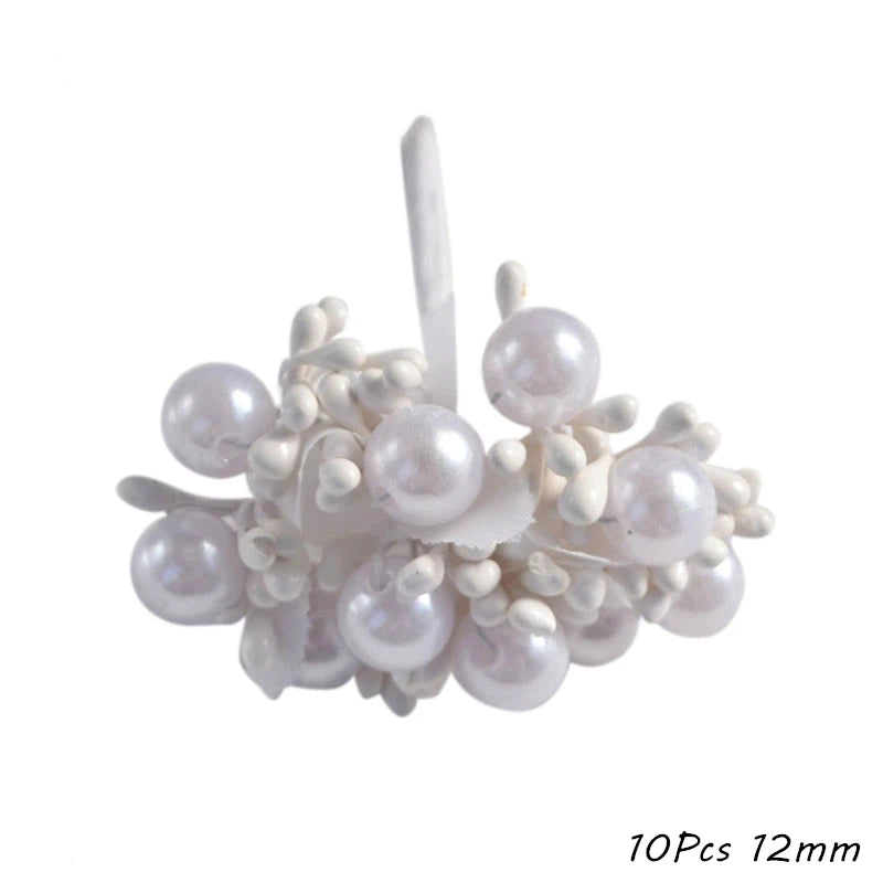 White Artificial Cherry Stamen Berry Bundle | DIY Xmas & Wedding Decor Artificial Flower Bundle Babs F05