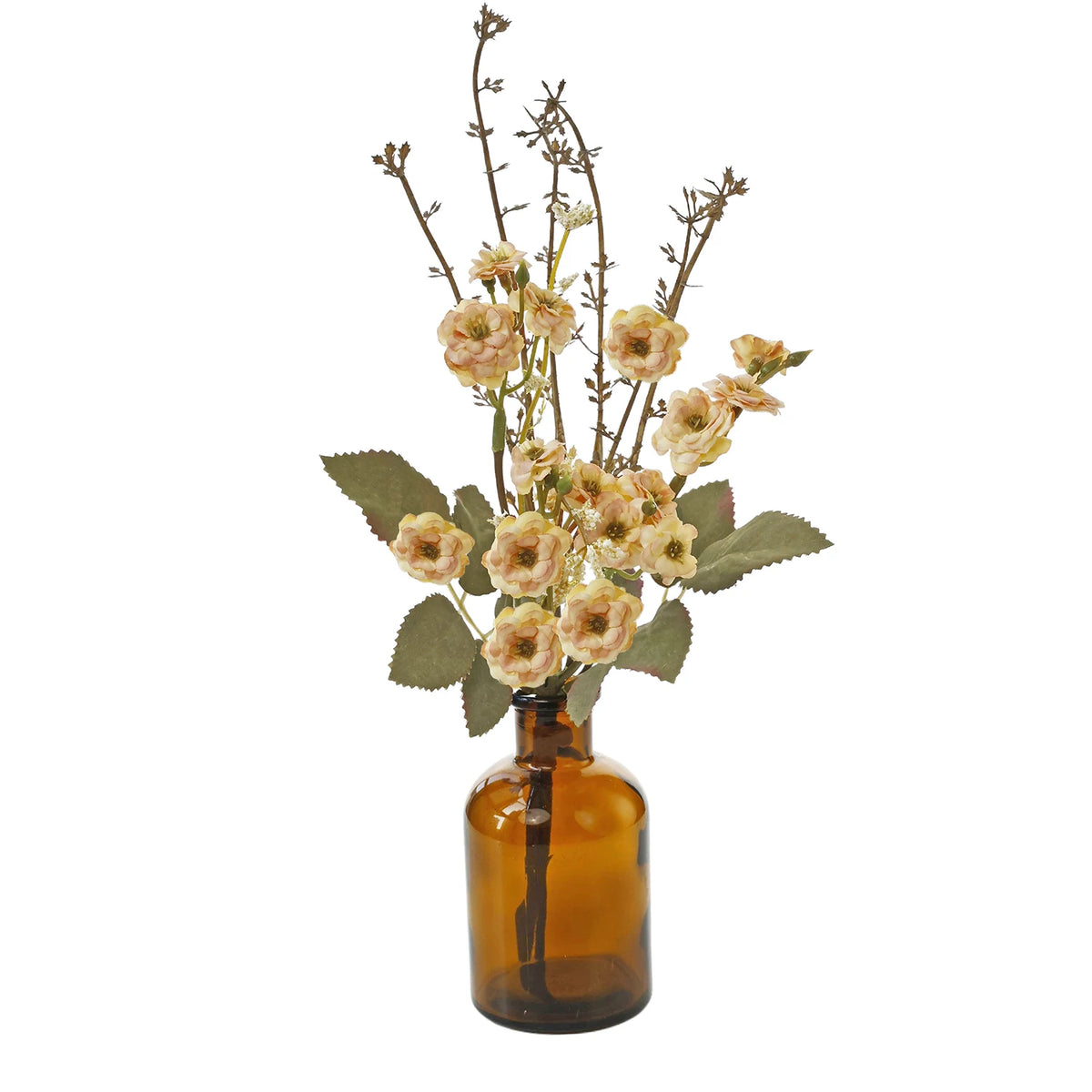 ZQCY Silk Peony Artificial Flower Bouquet with Vase & Gift Box Artificial Flower Bouquet Babs color 1 with vase 1 pc