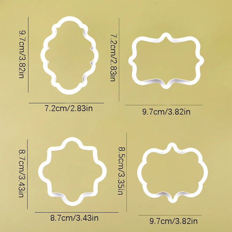 Vintage Plaque Frame Cookie Cutters – 2 Sets Fondant Molds Cookie Cutter Set Babs