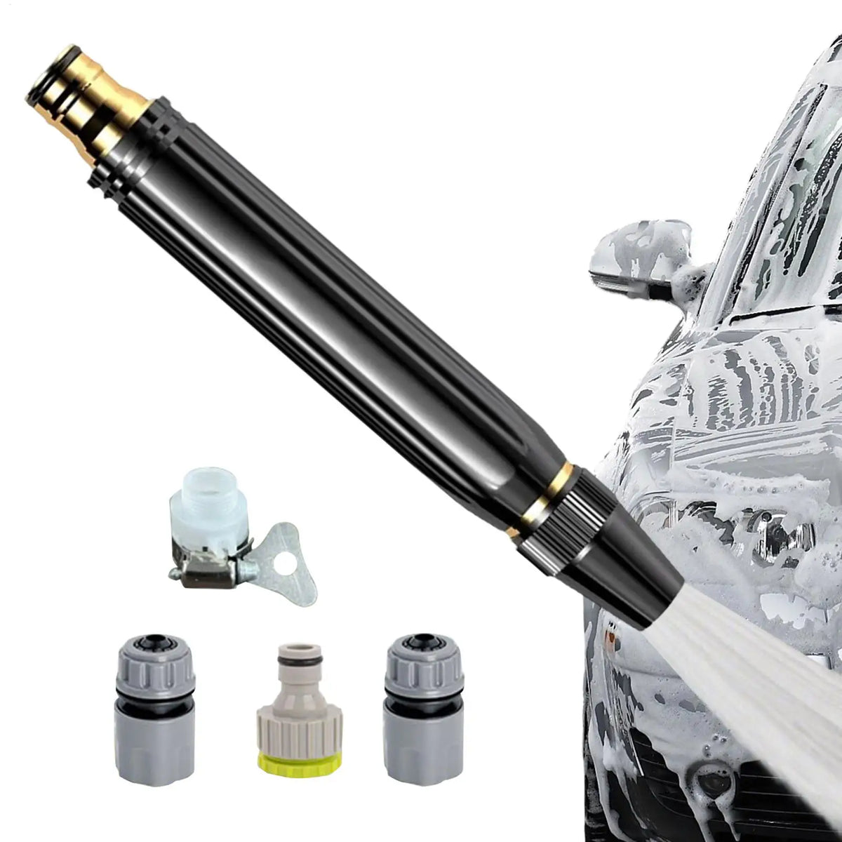 Metal Garden Hose Spray Nozzle – Adjustable Multi-Flow Garden Hose Nozzle Babs