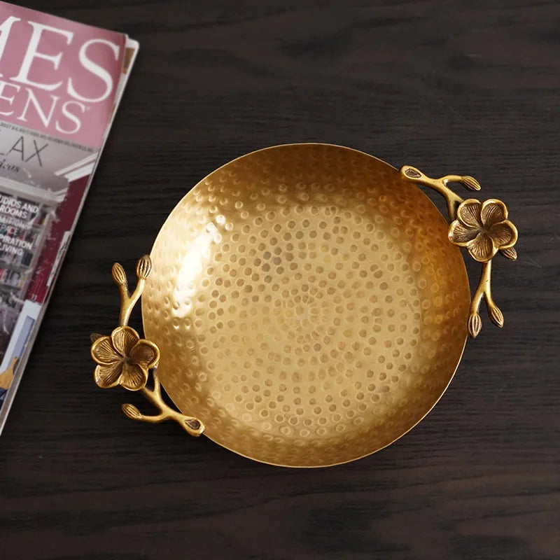 Brass Copper Fruit Plate – Retro Decorative Desktop Tray Decorative Brass Tray Babs