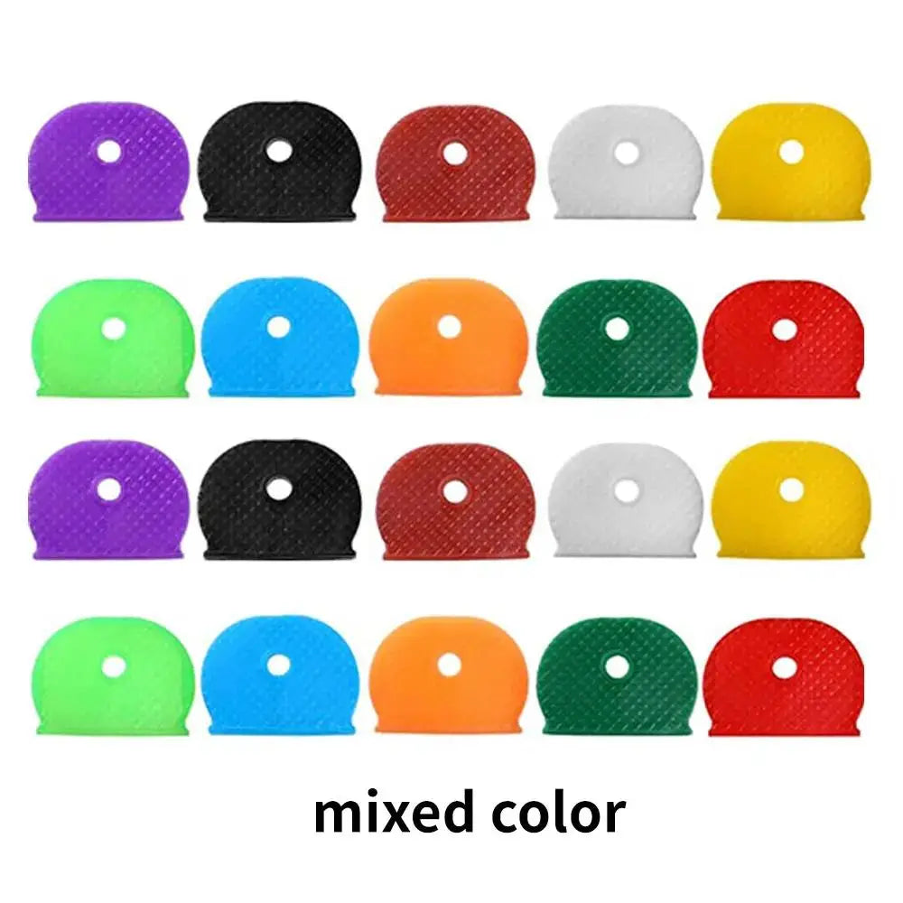 10pcs Silicone Key Sleeve Rings – Mixed Color DIY Key Markers Silicone Key Rings Babs Flat Round 10pcs