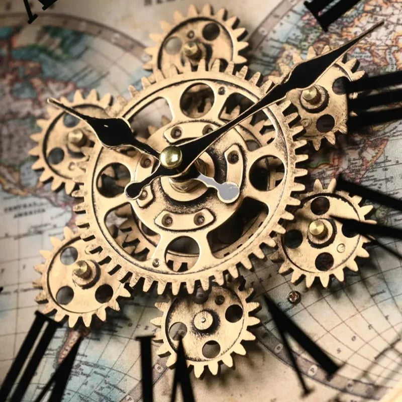 Retro Gear Table Clock – Luxury Antique Metal Desk Clock Decorative Desk Clock Babs