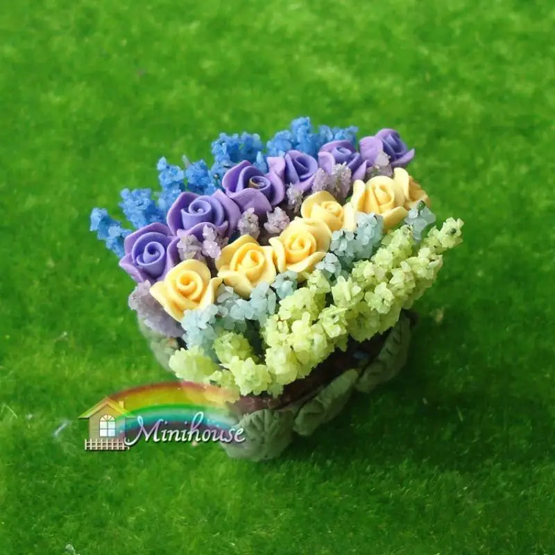1:12 Miniature Clay Rose Potted Plant – Micro Landscape Décor Dollhouse Miniature Decor Babs