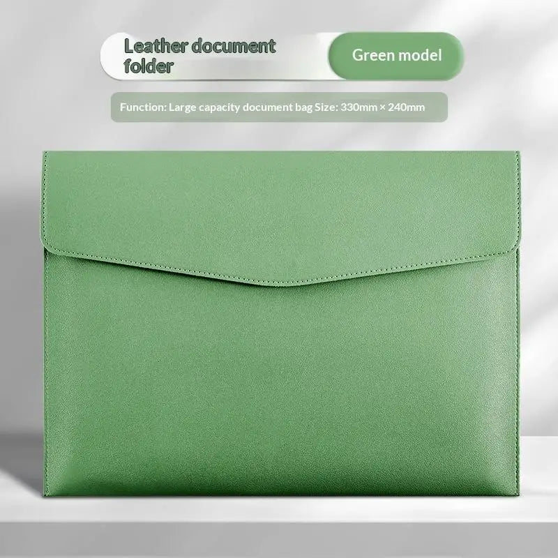 A4 PU Leather Document Bag – Waterproof Business Briefcase Document Briefcase Bag Babs Green