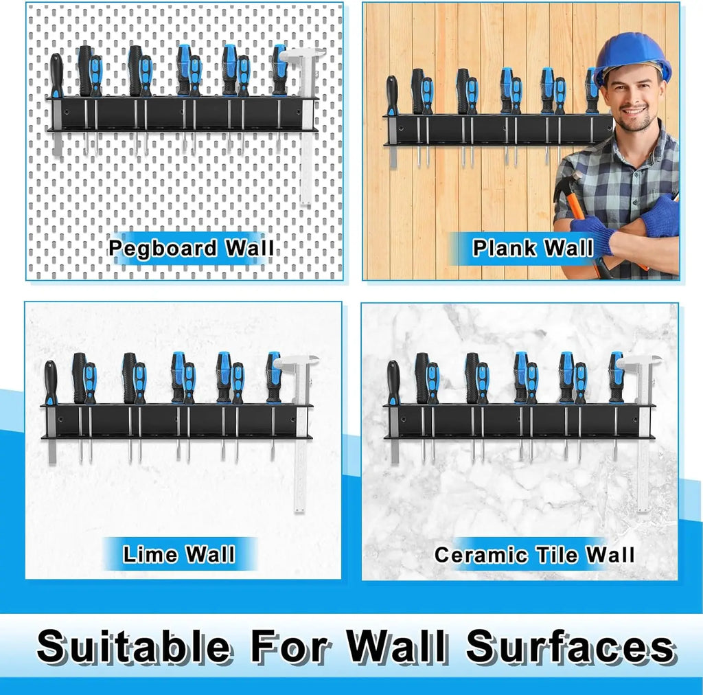 Wall Mount Tool Organizer – Heavy Duty Metal Rack for Garage Wall Mount Tool Rack Babs