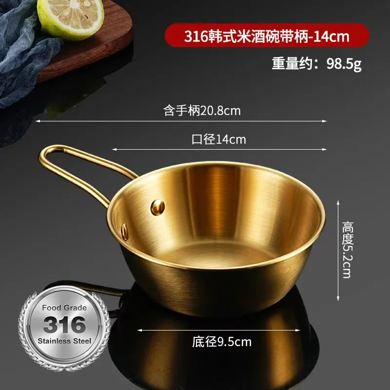 304 Stainless Steel Korean Bowl with Handle – Gold Finish Stainless Steel Bowl Babs Gold-4