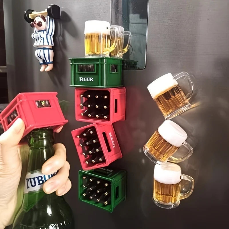 Beer Basket Magnetic Bottle Opener – Fridge Décor & Opener Magnetic Bottle Opener Babs
