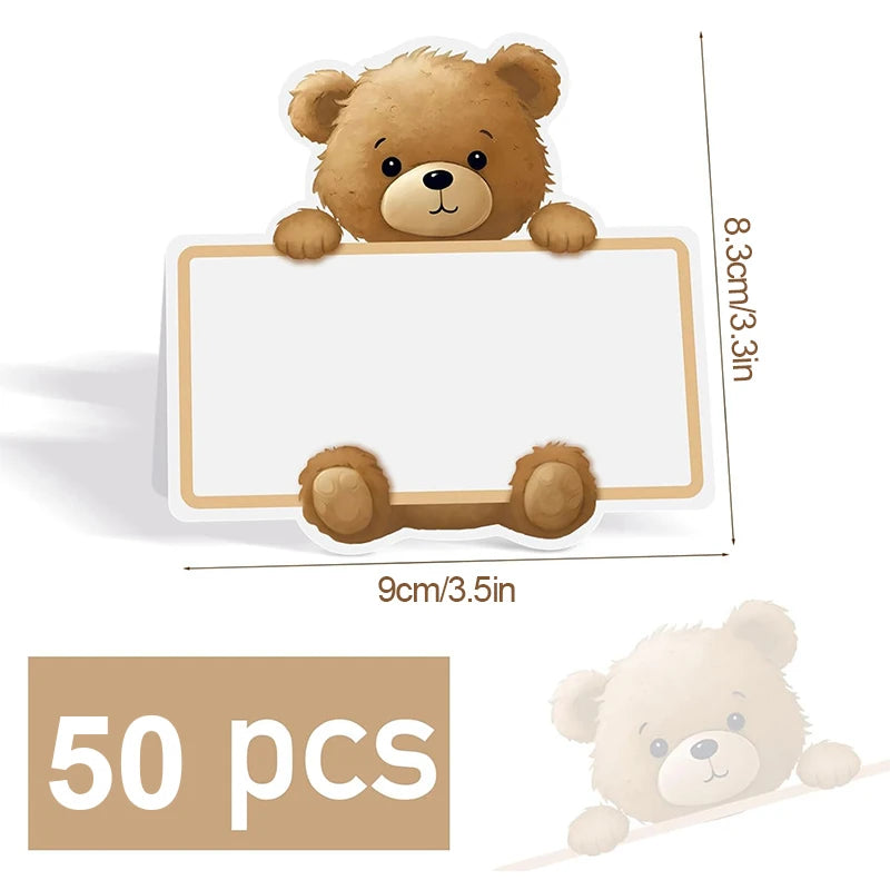 Brown Bear Place Cards 20/50pc – Party & Wedding Table Decor Party Place Cards Babs