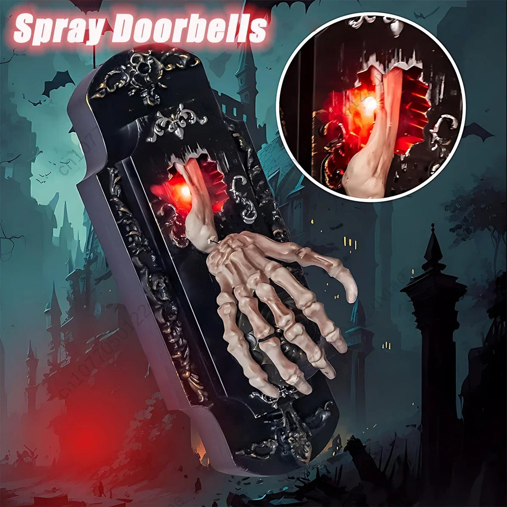 Halloween Motion Sensor Skeleton Doorbell – Mist Spray & Sound Halloween Decoration Babs