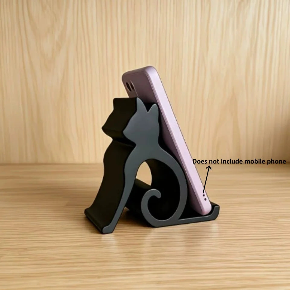 Cat-Shaped Phone Stand & Eyeglass Holder – Cute Desk Gift Phone & Glasses Stand Babs Black