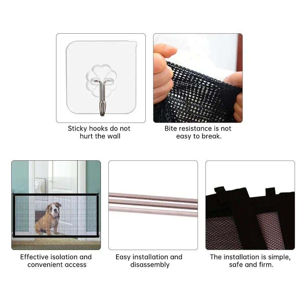Portable Dog Safety Gate – Nylon Mesh, No Drilling Required Pet Safety Gate Babs