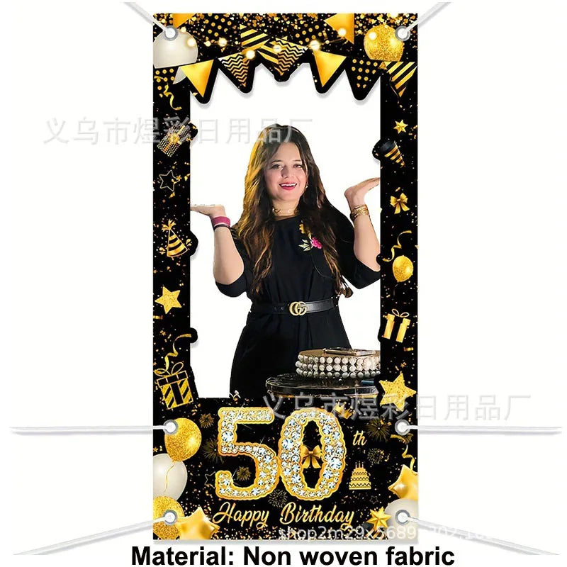 50th Birthday Party Tableware Set – Black & Gold