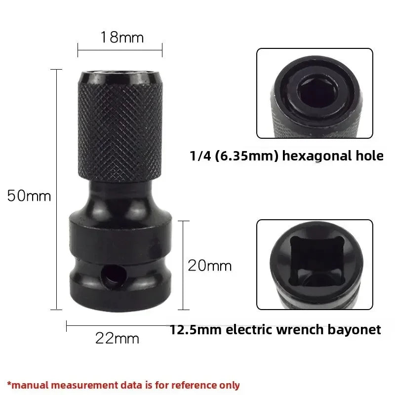 1/2" Square to 1/4" Hex Impact Wrench Adapter Converter Socket Drive Adapter Babs