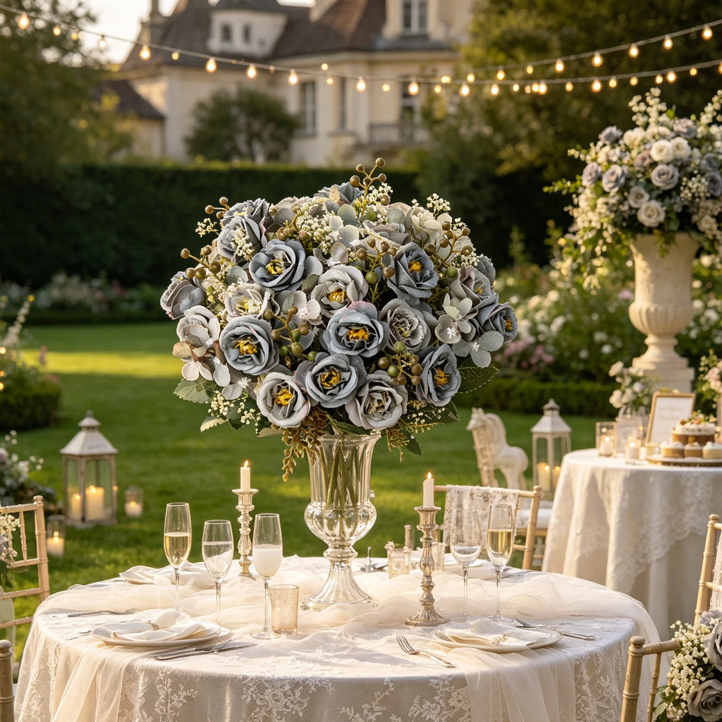 Artificial Silk French Rose Bouquet for Wedding & Home Decor Artificial Flower Bouquet Babs