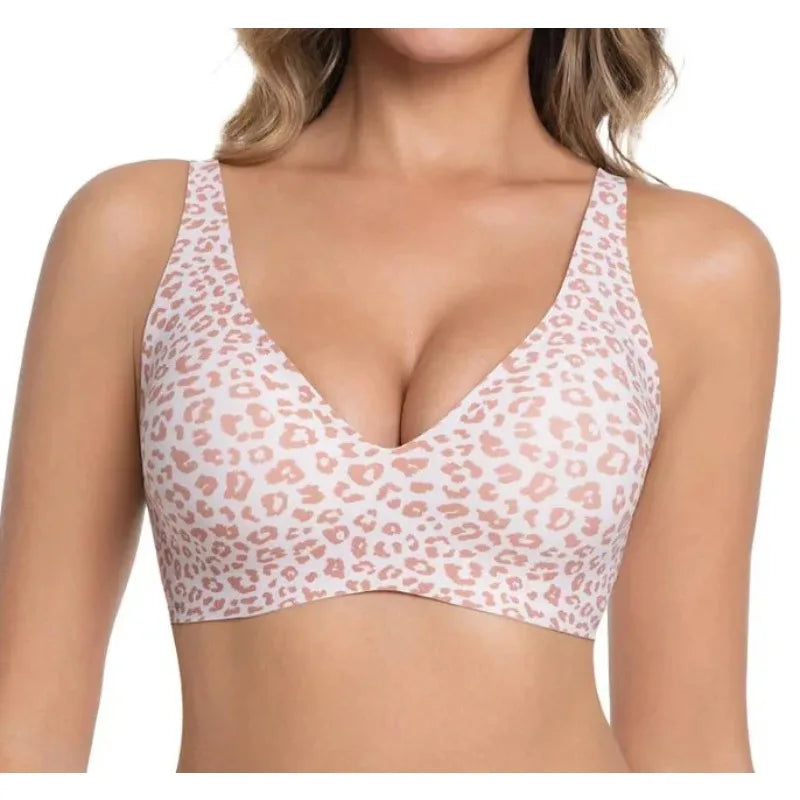 Leopard Print Wireless Bra – Seamless, Wire-Free Women's Lingerie Wireless Seamless Bra Babs pink leopard print S