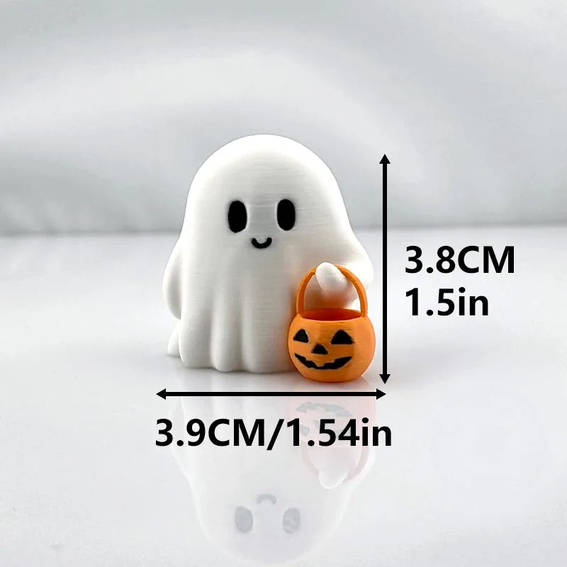 Cute Anime Pumpkin Statue – Halloween Home Décor, White Decorative Figurine Babs