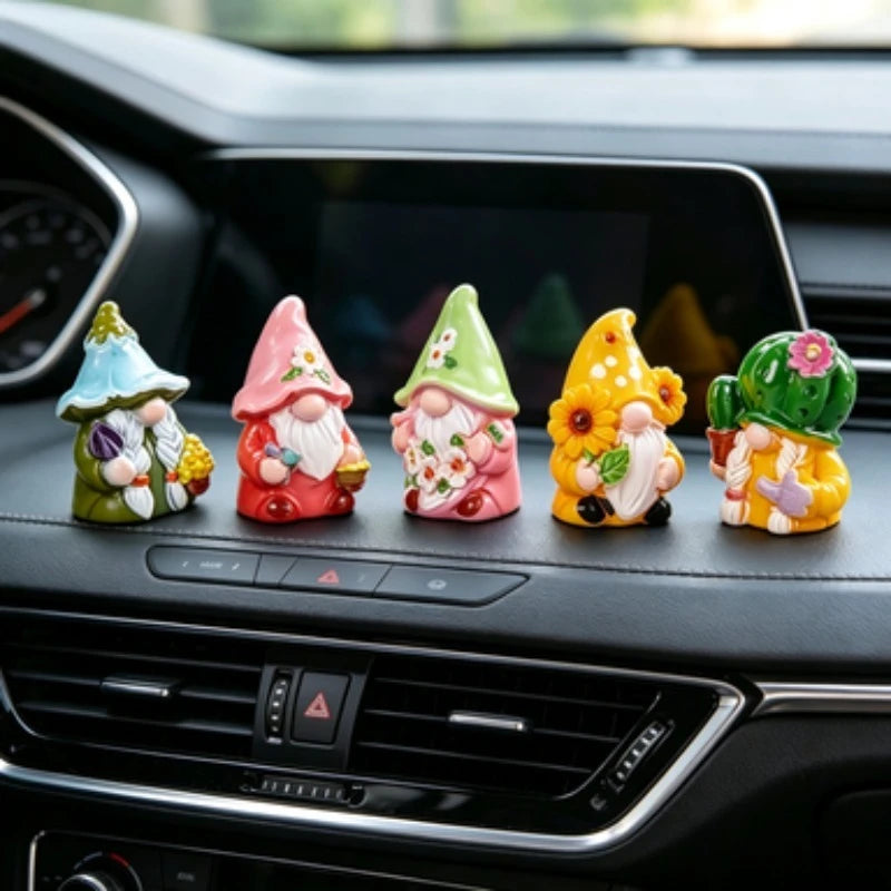 Mini Gnome Figurines Set of 6 – Resin Elf Garden & Xmas Decor Resin Gnome Figurines Babs