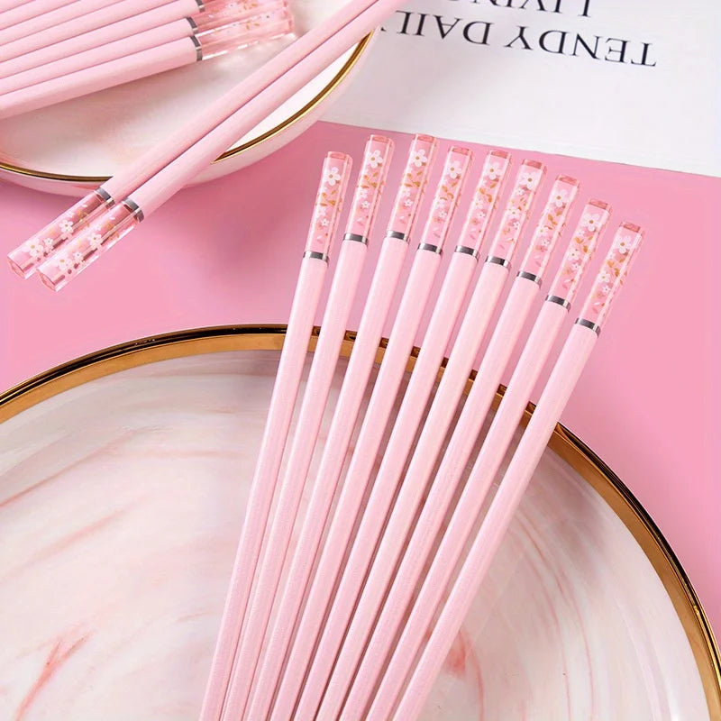 Pink Alloy Chopsticks with Cherry Amber | Reusable Tableware Reusable Chopsticks Babs