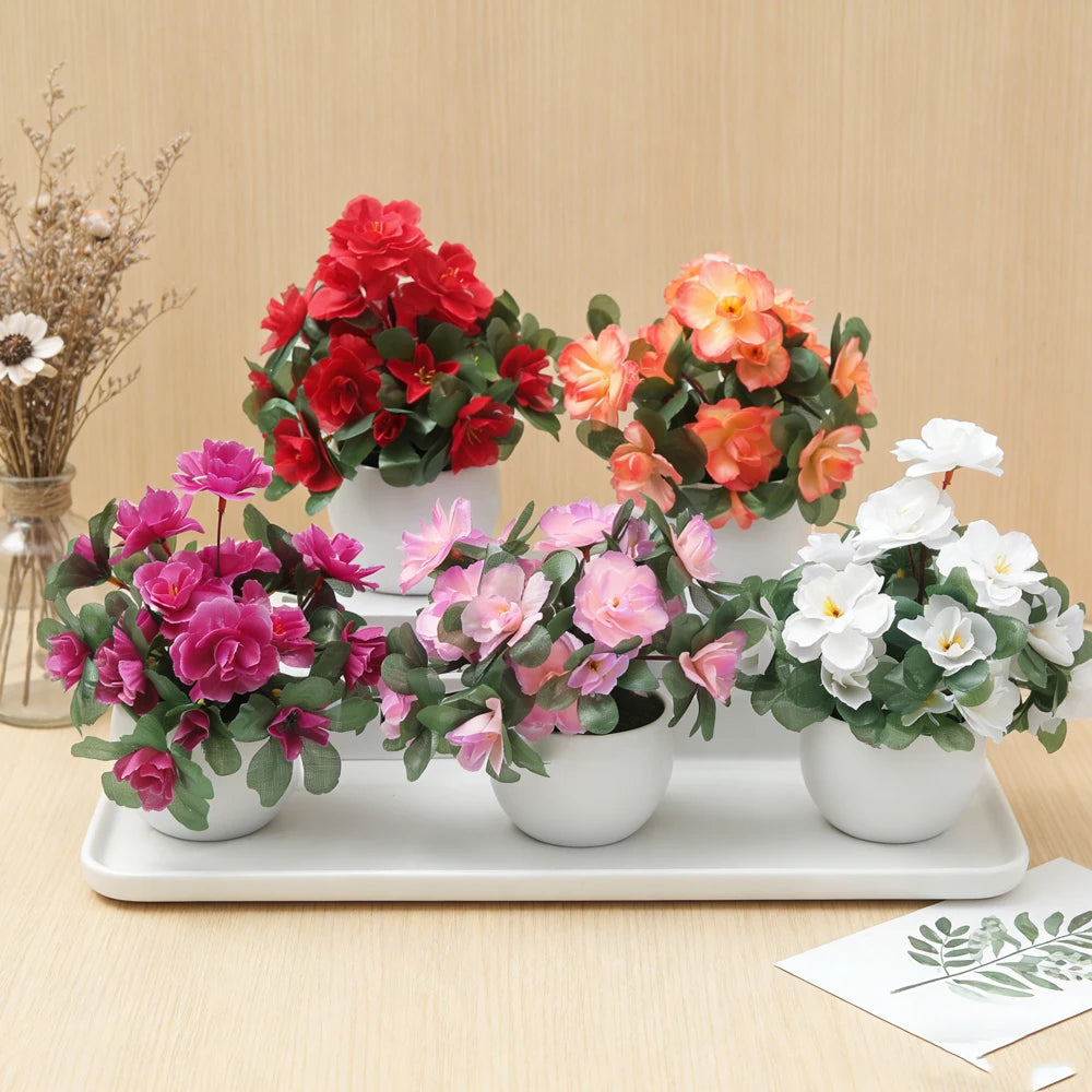 Azalea Potted Artificial Flower Bonsai — Home & Wedding Decor Artificial Flower Bonsai Babs