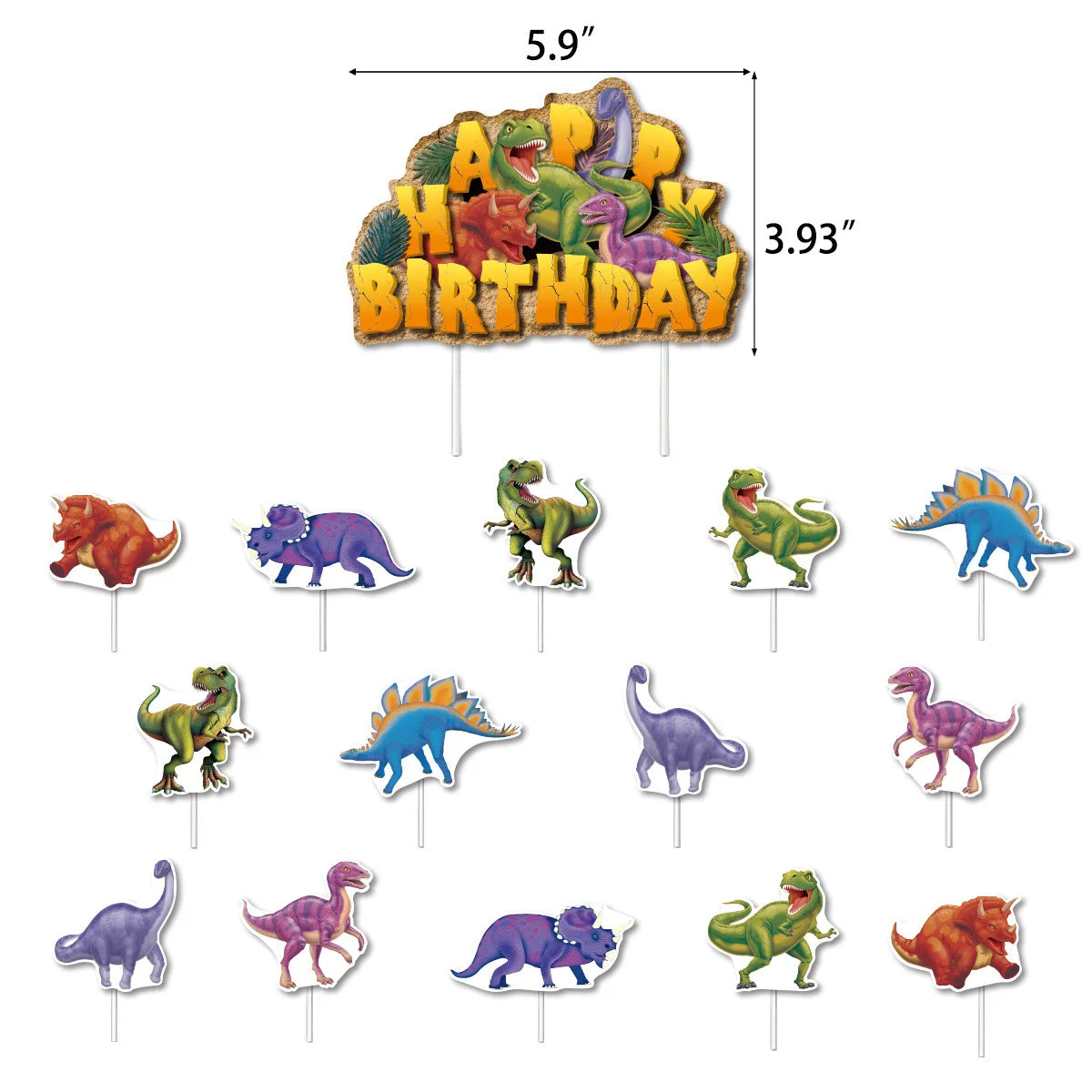 Dinosaur Cupcake Toppers & Cake Decor – Kids Birthday Party Cake Toppers Babs army green as show