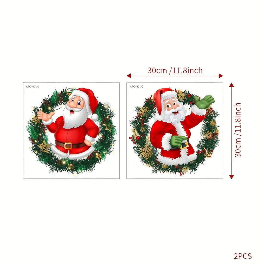 2PCS Christmas Santa Claus Window Stickers – Removable Clings Holiday Window Stickers Babs