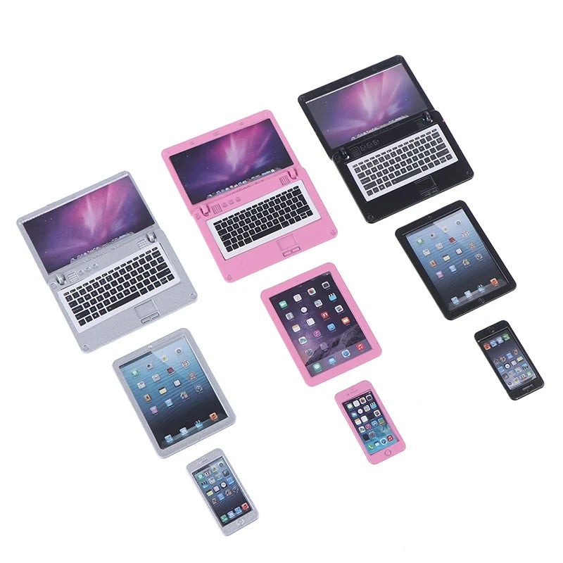 3Pcs Miniature Laptop Tablet Phone Set – 1:12 Dollhouse Decor Dollhouse Miniature Set Babs