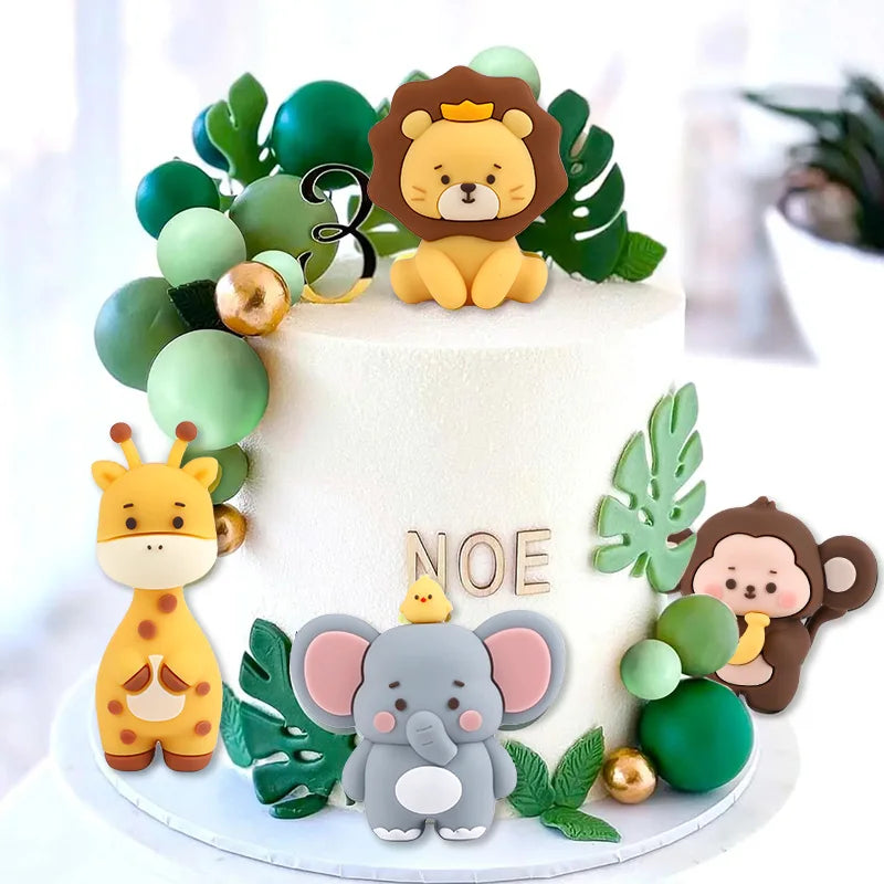 Jungle Animal Birthday Cake Topper – Lion, Giraffe & Safari Set Cake Topper Set Babs