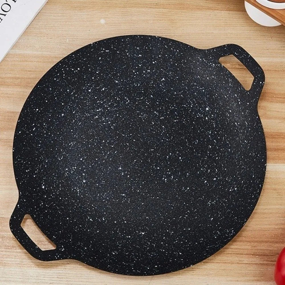 Korean BBQ Grill Pan 30–38cm | Smokeless Wooden Handle Griddle BBQ Grill Pan Babs