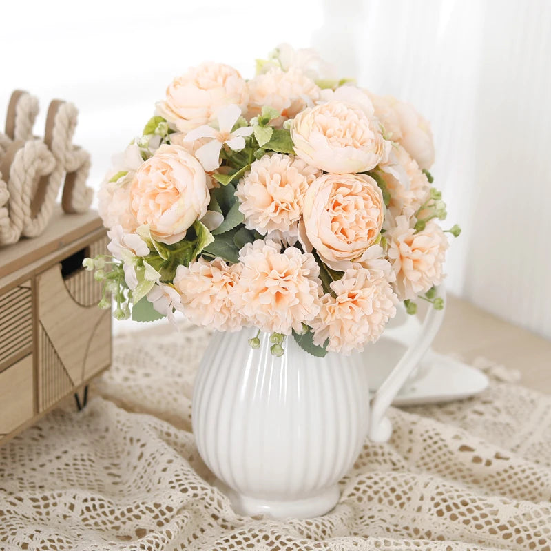 6-Head Silk Hydrangea Peony Artificial Flower Bouquet | Wedding Artificial Flower Bouquet Babs