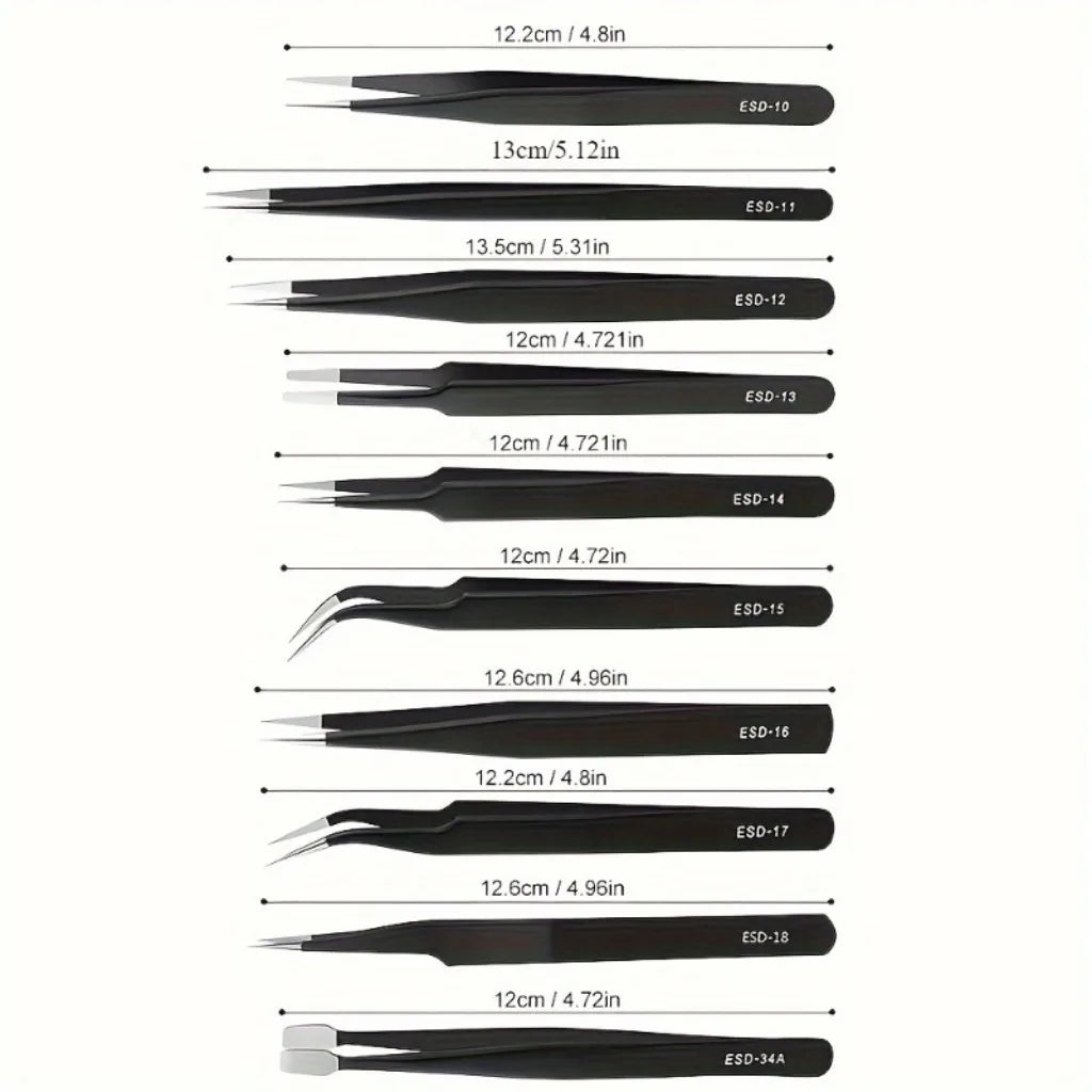 6-Piece ESD Anti-Static Precision Tweezers Set – Electronics & Jewelry Precision Tweezers Set Babs