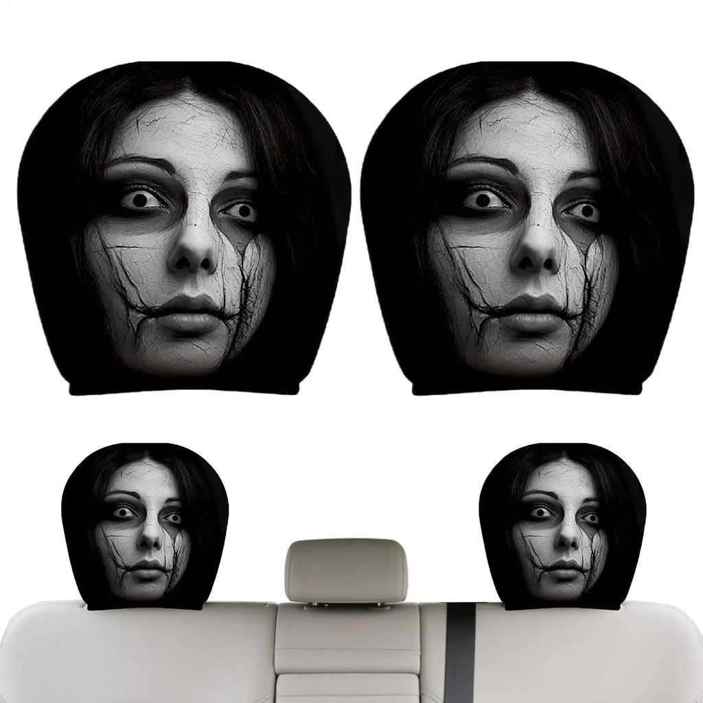 2Pcs Halloween Ghost Car Headrest Covers – Spooky Seat Protectors Car Headrest Covers Babs