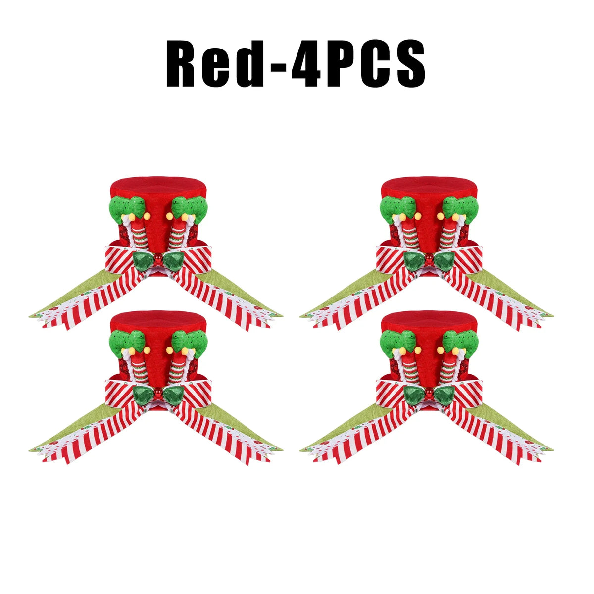 Christmas Tree Topper Velvet Hat – Elf Legs & Bowknot Decor Christmas Tree Topper Babs 4PCS