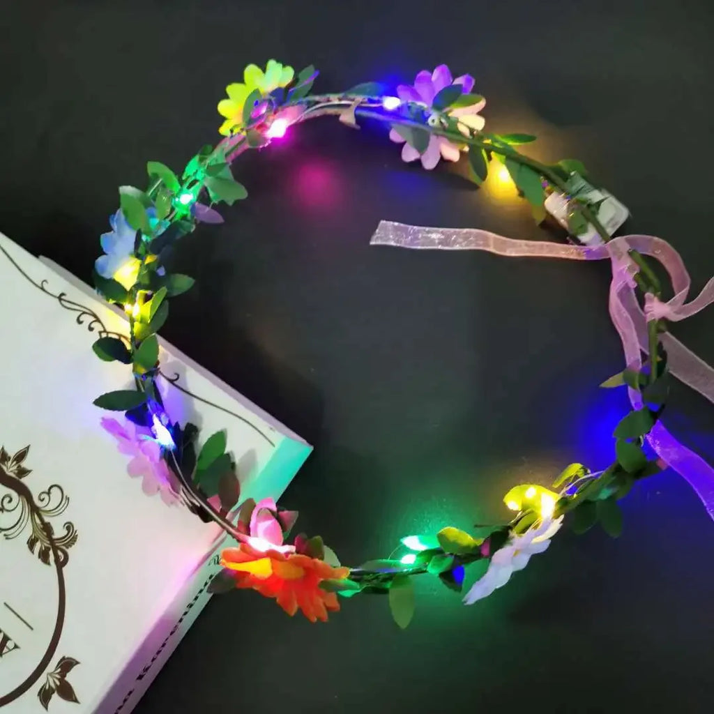 10pcs LED Glow Flower Headbands for Parties, Weddings & Cosplay LED Flower Headband Babs