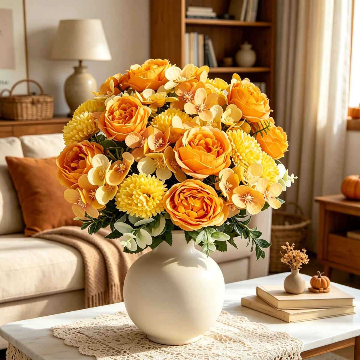 Silk Peony Chrysanthemum Artificial Flower Bouquet | Home & Wedding Artificial Flower Bouquet Babs