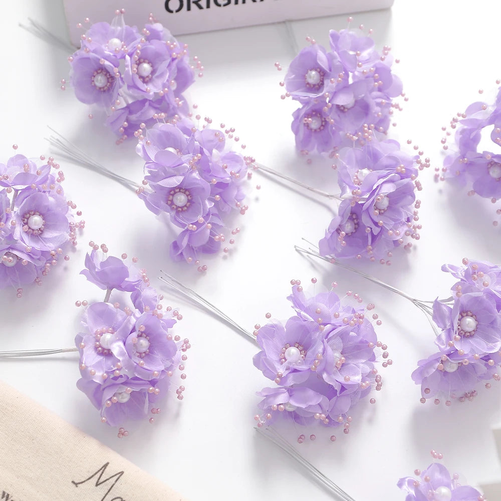 6Pcs Artificial Chiffon Rose Bouquet for Wedding & Home Decor Artificial Flower Bouquet Babs